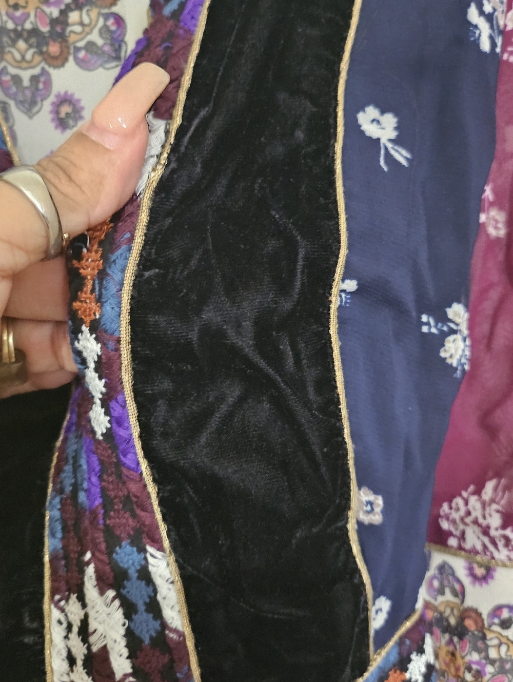 Maeve Anthropologie Dress Women Boho Floral Velvet Trim Tie XS Sheer Sleeve. - Picture 9 of 16